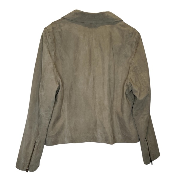 Quince 100% Suede Goat Leather Asymmetrical Zip Moto Jacket in Light Tan Size XL - Picture 4 of 16